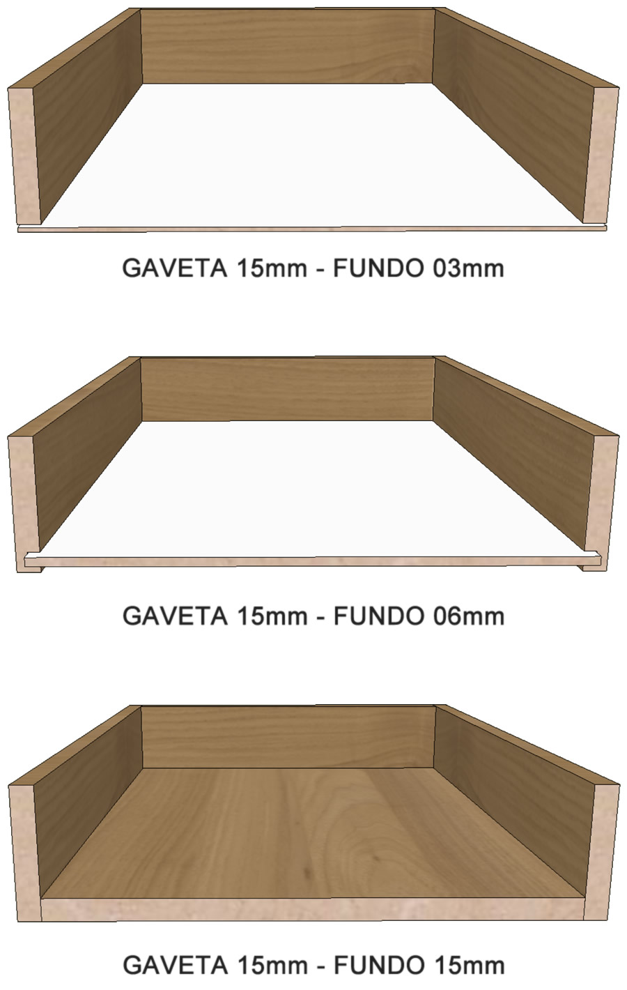 Gaveteiros com diversos modelos de gavetas em um único módulo no Promob Studio